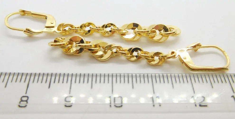 Klenoty Budín Dámské visací řetízkové zlaté náušnice na patent 585/1,67gr HK2284