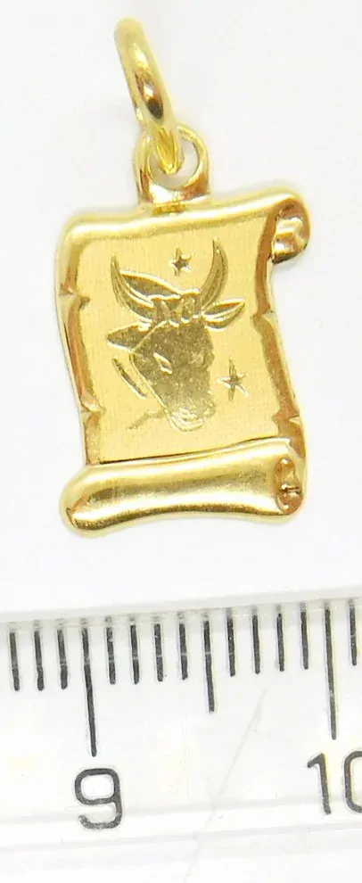 Klenoty Budín Zlatý přívěsek na pergamenu s gravírováním - znamení BÝK 585/0,36gr GUPYN-43031