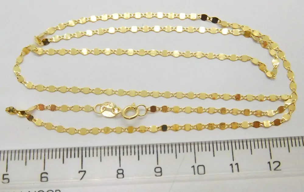 Klenoty Budín Dámský hladký zlatý řetízek ze žlutého zlata ZRCÁTKA 585/1,26gr 45cm HK6180