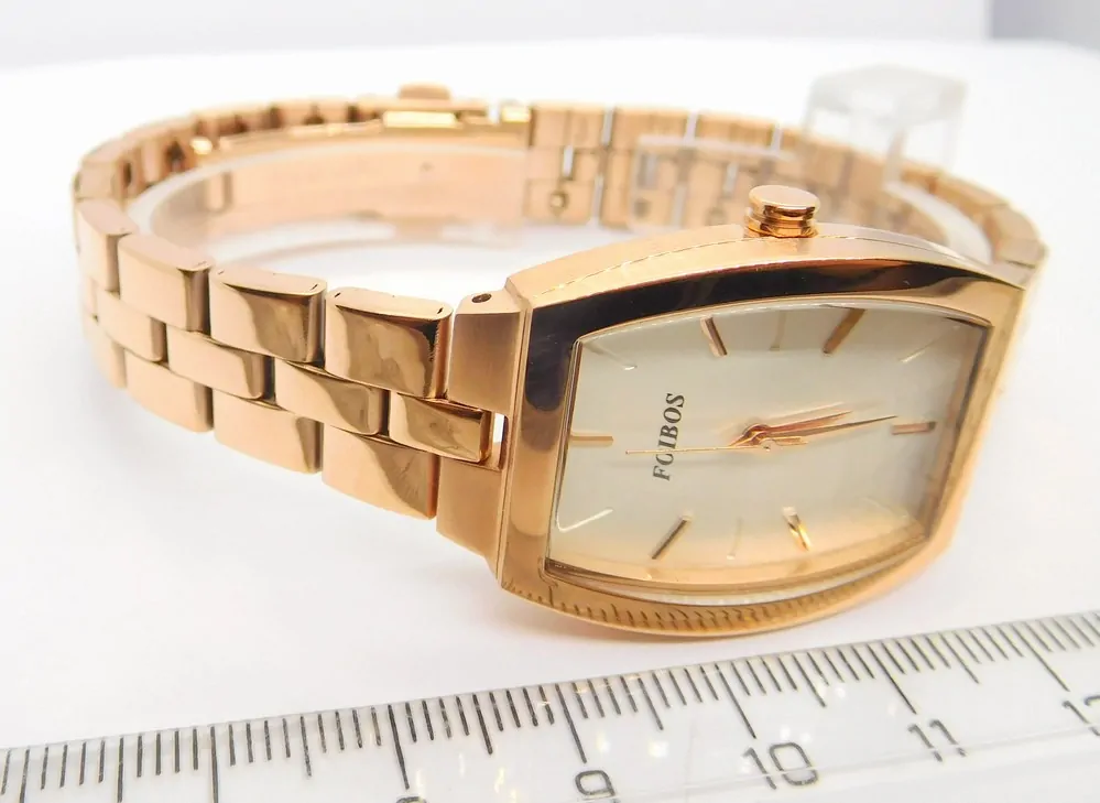 FOIBOS Dámské hranaté ocelové rose gold hodinky FOIBOS CK3536.3