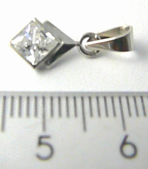 Klenoty Budín Zlatý přívěsek s velkým čtvercovým zirkonem z bílého zlata 585/0,63gr 346045010