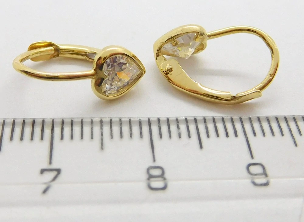 Klenoty Budín Dívčí zlaté srdíčkové náušnice se zirkony na patent 585/1,44gr ZE0565XJ81-4400