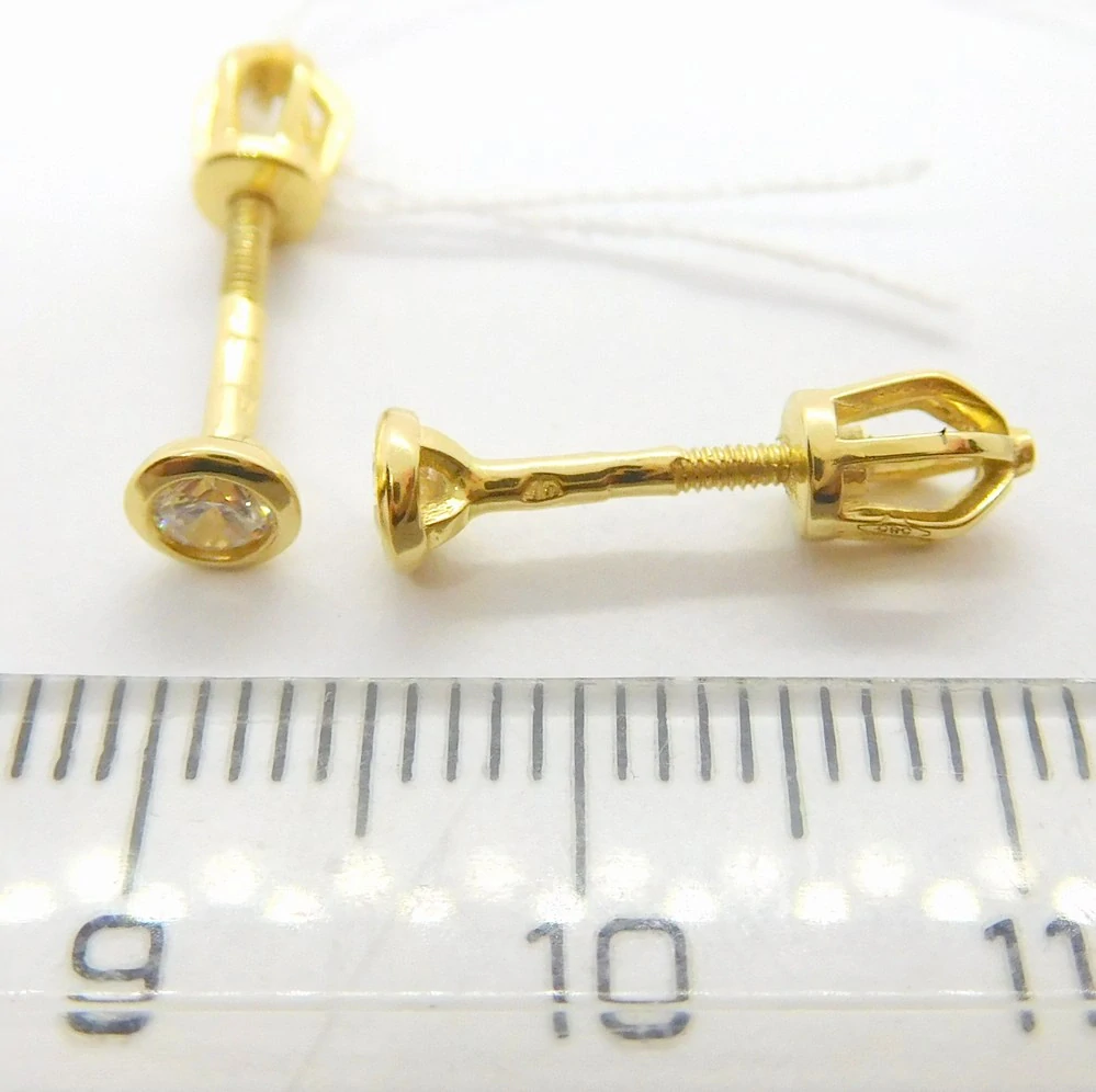 Klenoty Budín Dámské peckové zlaté náušnice se zirkony na šroubek pecičky 585/1,32gr H751