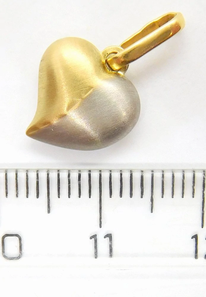 Klenoty Budín Dámský zlatý přívěsek z bílého a žlutého zlata srdíčko 585/0,48gr H753