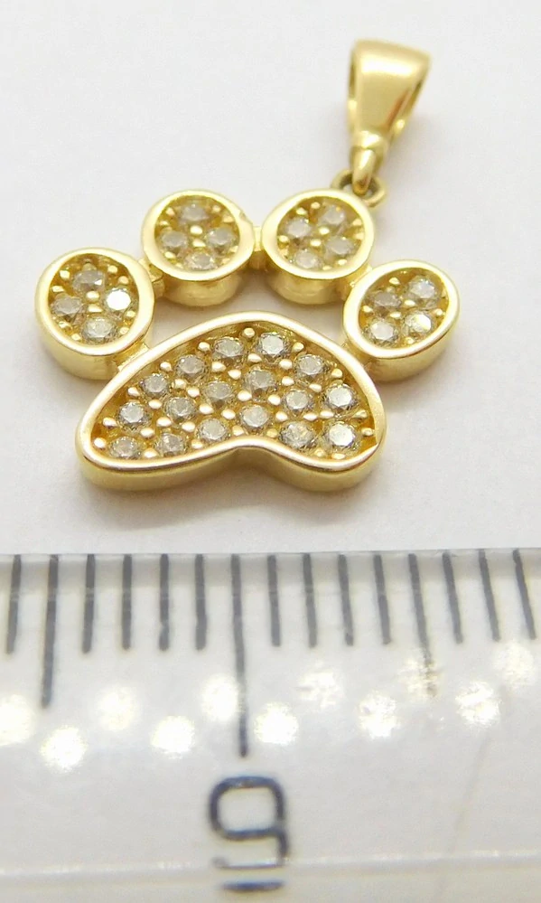 Klenoty Budín Dámský zlatý přívěsek se zirkony TLAPKA se zirkony 585/1,32gr HK3211