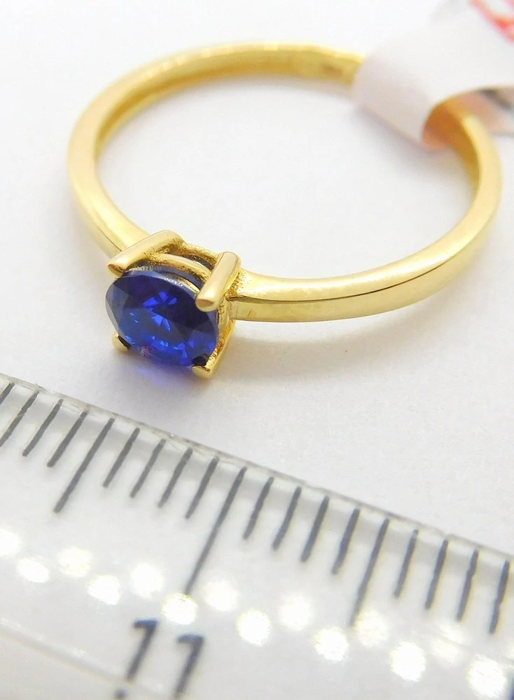 Klenoty Budín Zásnubní dámský zlatý prsten s modrým safírem 585/1,02gr vel. 53 HK1262
