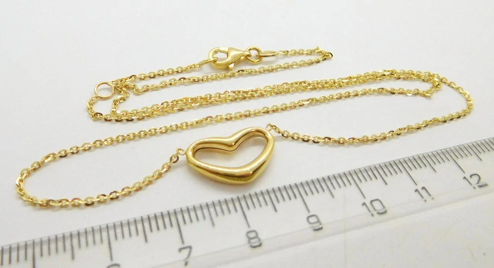 Klenoty Budín Dámský zlatý náhrdelník ze žlutého zlata SRDCE 585/3,35gr 45cm HK4049