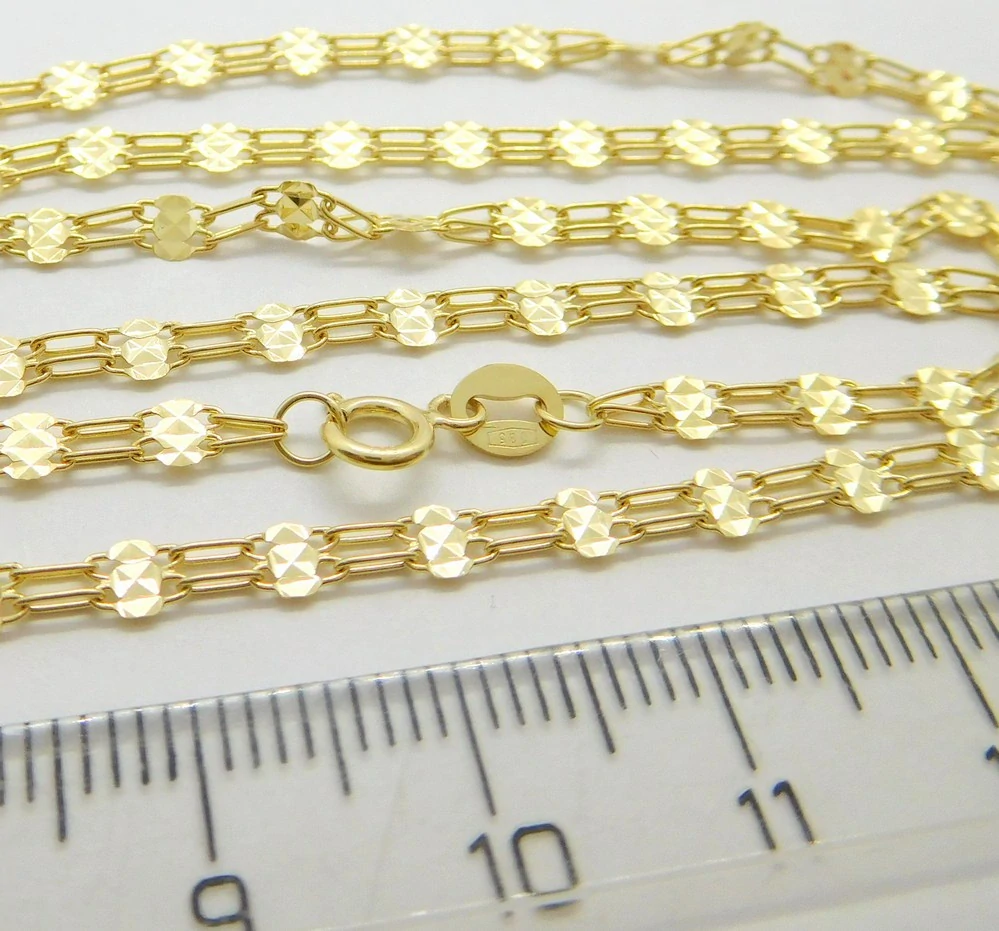 Klenoty Budín Dámský gravírovaný zlatý řetízek destičky 585/2,90gr 50cm HK6198