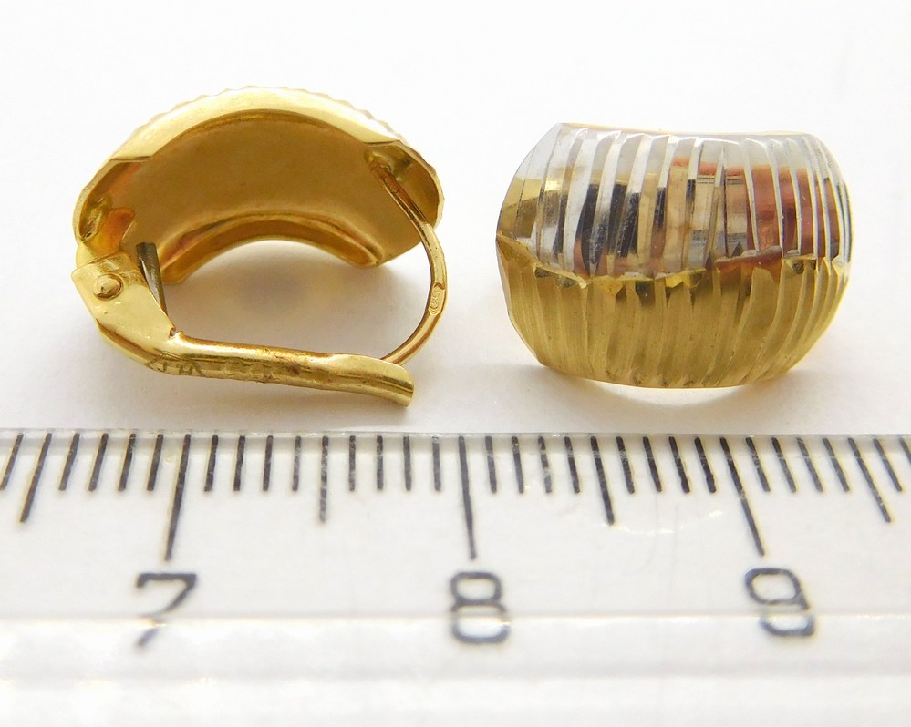 Klenoty Budín Dámské velké zlaté gravírované náušnice z bílého a žlutého zlata 585/1,95gr HK2289