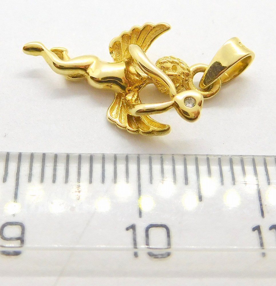 Klenoty Budín Dámský zlatý přívěsek se zirkonem 3D letící andělíček 585/1,17gr 40981