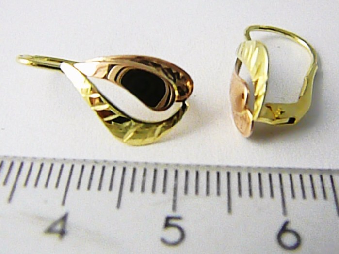 Klenoty Budín Velké dámské zlaté náušnice z dvojího zlata 585/1,65gr 231040856