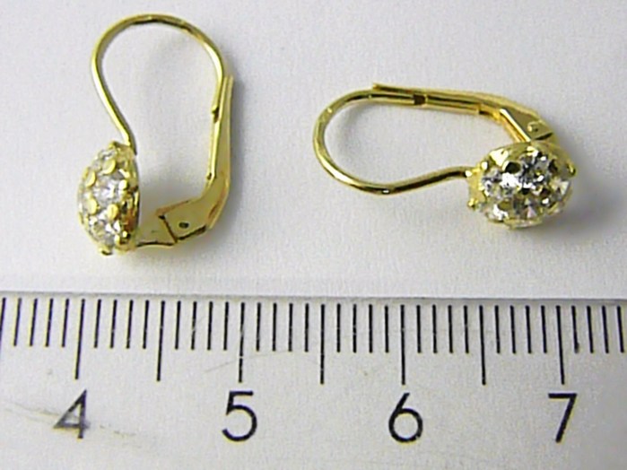 Klenoty Budín Dámské klasické zlaté náušnice se zirkony 14ks 585/1,80gr 236041090