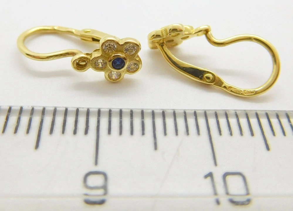 Klenoty Budín Zlaté dětské náušnice - dětské náušnicky se safíry 585/0,82g 5331106