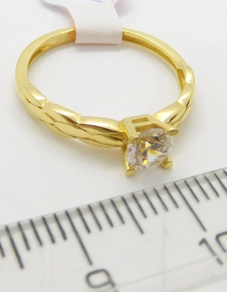 Klenoty Budín Zásnubní dámský zlatý prsten s čirým zirkonem 585/1,22gr vel. 49 HK1179
