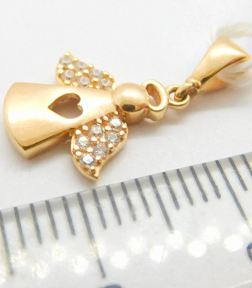 Klenoty Budín Zlatý hladký andělíček z růžového zlata se zirkony 585/0,82gr HK3219