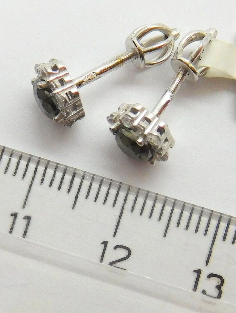 Klenoty Budín Dámské zlaté peckové náušnice z bílého zlata s černými zirkony 585/1,77gr 6630323