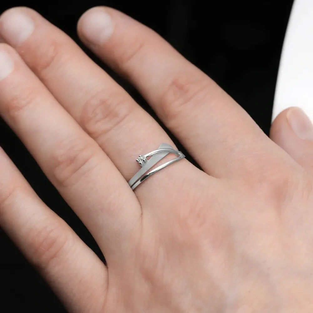 Klenoty Budín Diamantový zlatý prsten z bílého zlata s diamantem J-37182