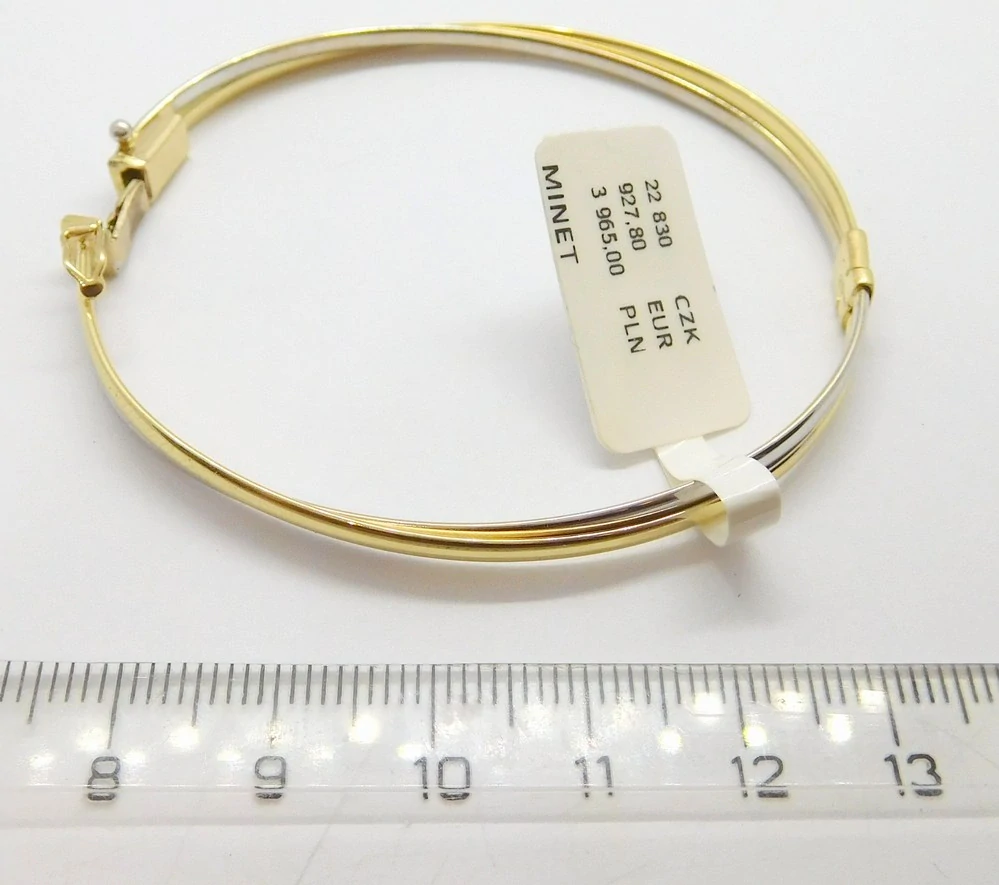 Klenoty Budín Luxusní mohutný pevný zlatý náramek (bílé a žluté AU) 585/5,50gr JMG0252WGB18 