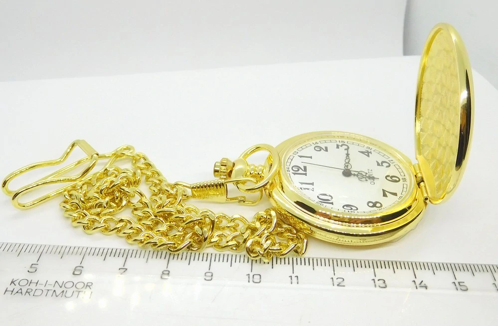 Klenoty Budín Luxusní zlacené kapesní hodinky retro BADUS 11960804 s arabskými číslicemi