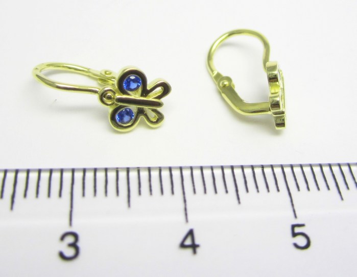 Klenoty Budín Dětské náušnice s modrým safírem - motýlek 585/1,09gr 236041232