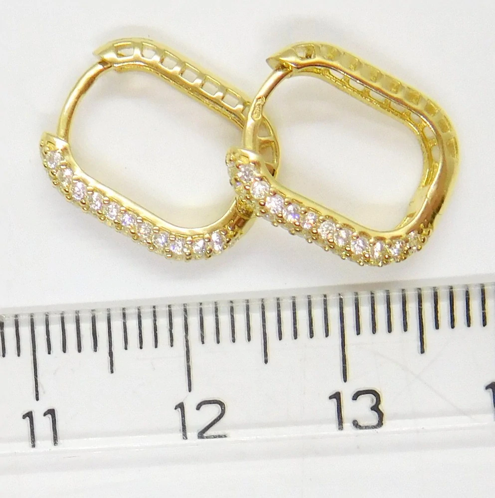 Klenoty Budín Dámské kruhové zlaté náušnice se zirkony oválky 585/1,89gr HK2319