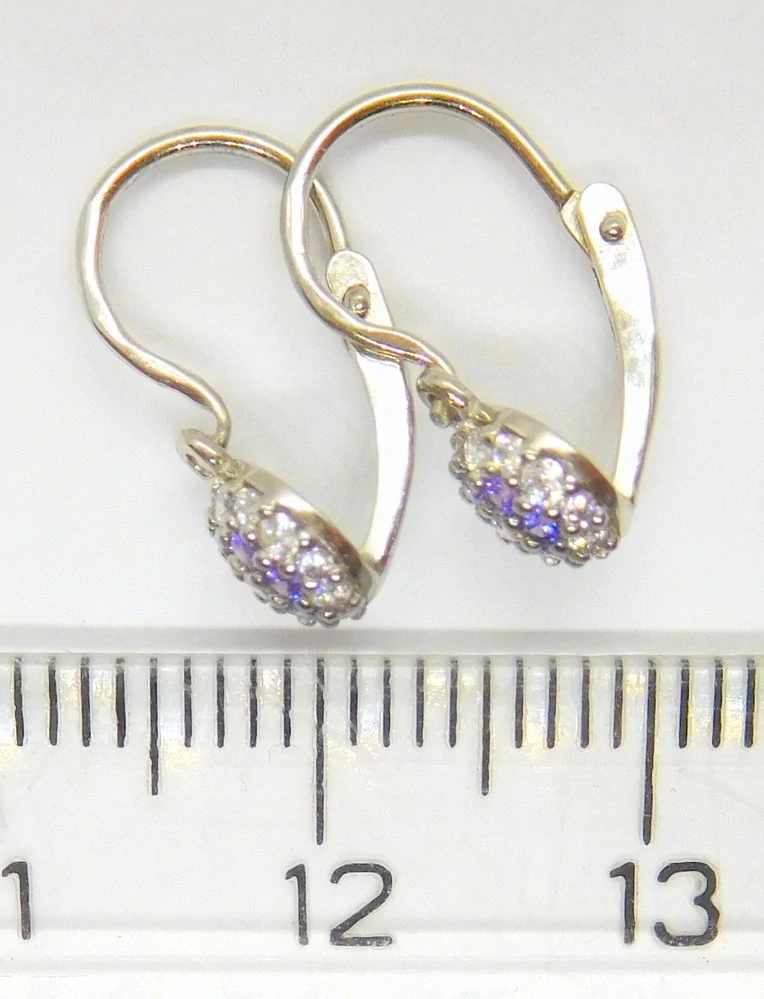 Klenoty Budín Dětské zlaté náušnice z bílého zlata se zirkony a ametysty 585/1,12gr 00736
