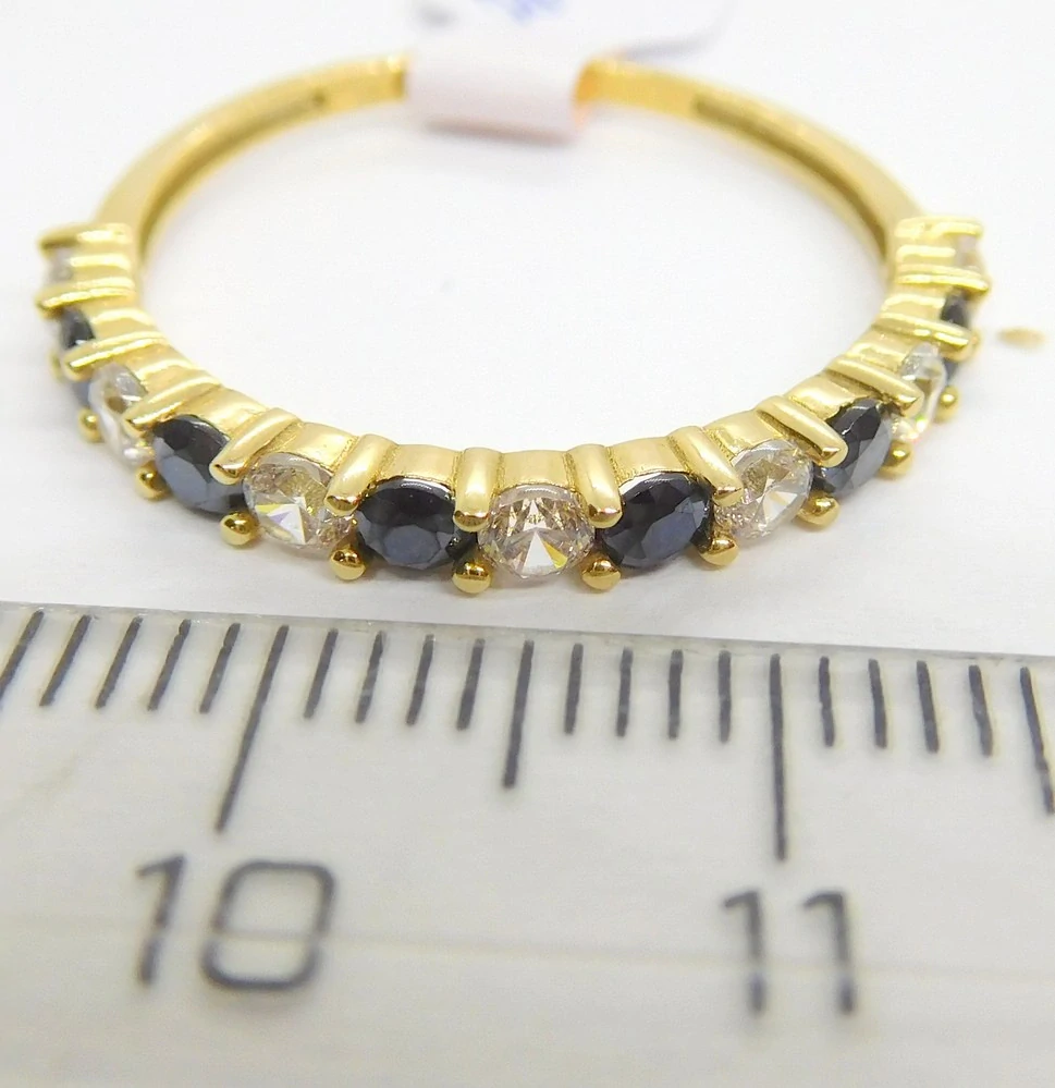 Klenoty Budín Mohutný dámský zlatý prsten se zirkony a modrými safíry 585/1,68gr vel. 60 HK1238