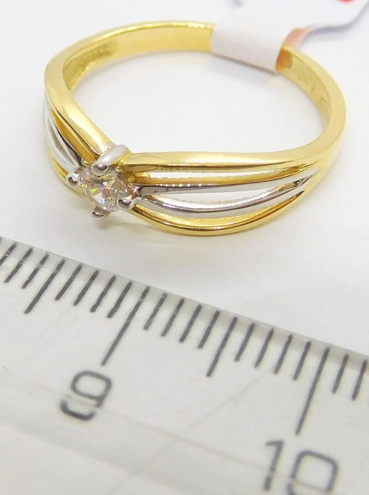 Klenoty Budín Dámský zásnubní zlatý prsten se zirkonem z bílého a žlutého AU 585/1,74gr vel. 52 HK1229