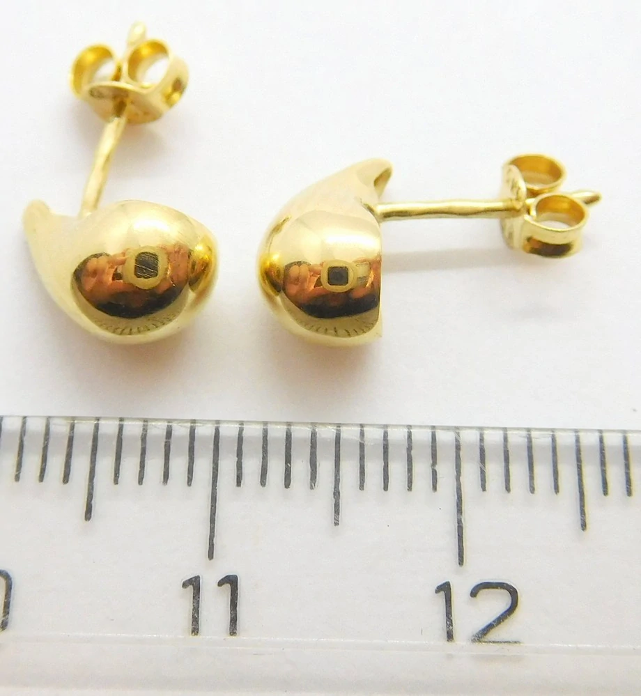 Klenoty Budín Dámské hladké pecičky ze žlutého zlata KAPKY na puzetku 585/1,51gr HK2337