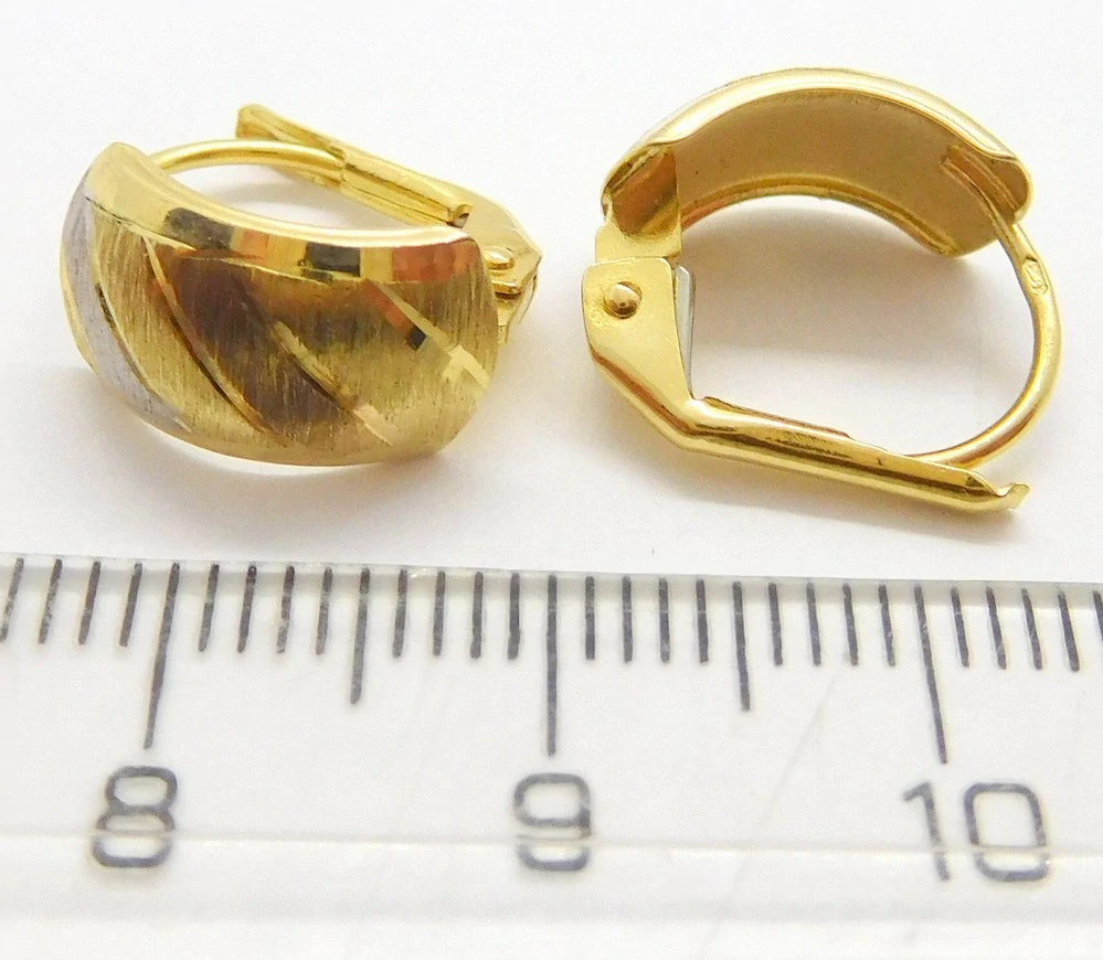 Klenoty Budín Dámské gravírované náušnice z bílého a žlutého zlata 585/1,66gr HK2340