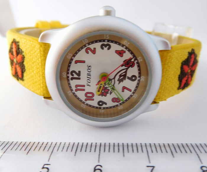 Foibos Dětské dívčí žluté hodinky Foibos 1055.2 pro malé děvčata 