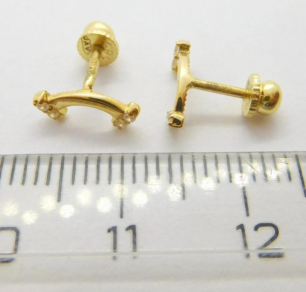 Klenoty Budín Dámské zlaté peckové náušnice SMILE na šroubek 585/0,86gr ZE0775XJ70-8600