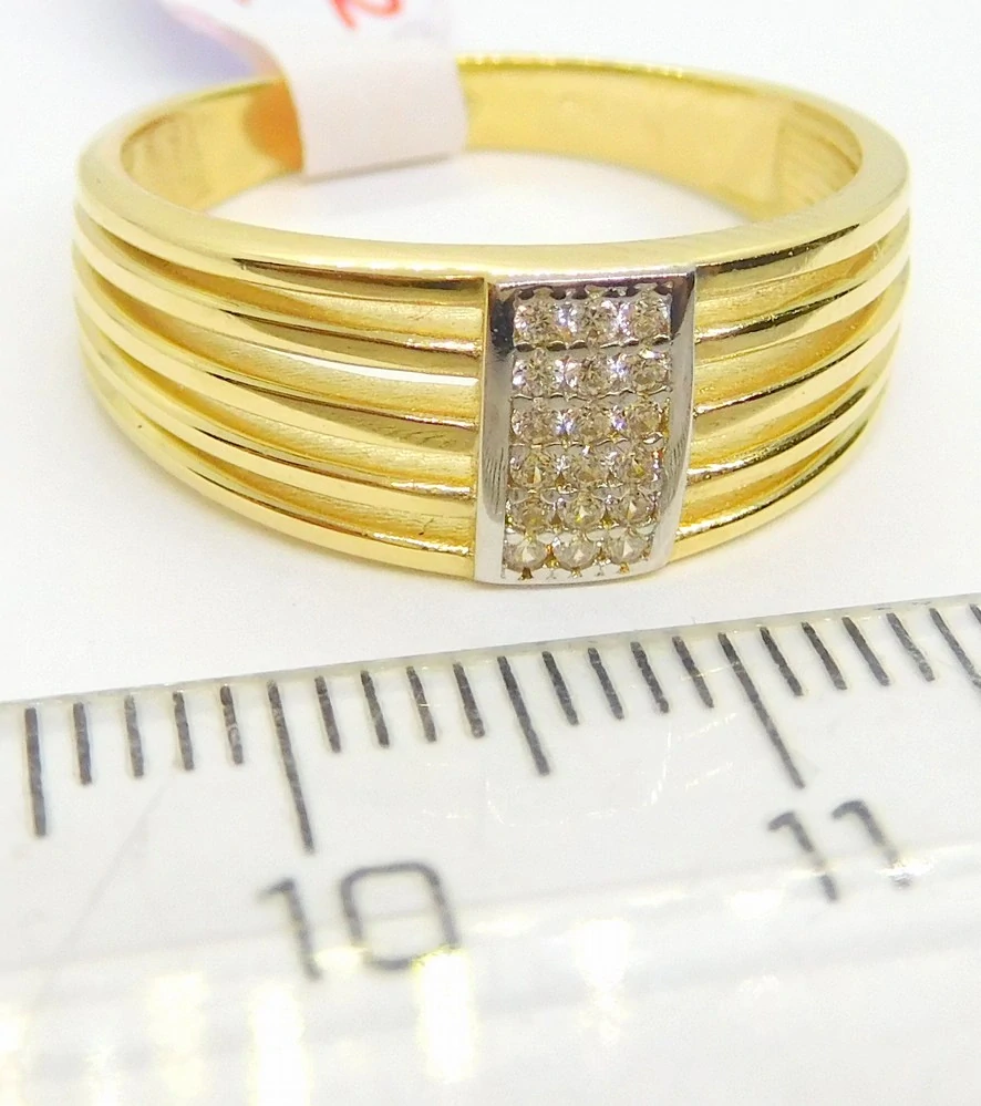 Klenoty Budín Mohutný dámský prsten ze žlutého zlata a zirkony 585/3,80gr vel. 59 HK1242