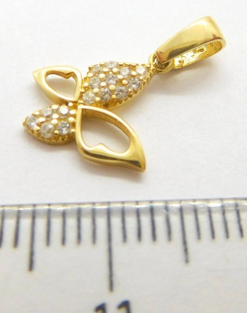 Klenoty Budín Dámský zlatý přívěsek se zirkony motýlek 585/0,62gr 02889