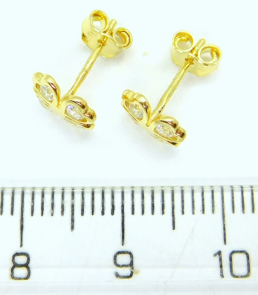 Klenoty Budín Dámské peckové zlaté náušnice na puzetku se zirkony 585/1,04gr HK2360