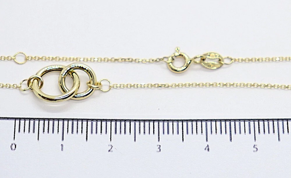 Klenoty Budín Dámský zlatý náhrdelník ze žlutého zlata s propletenými kroužky 585/1,48gr 42+3cm HK4070