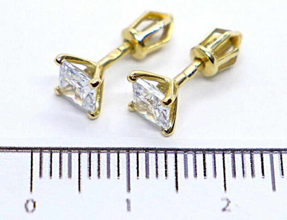 Klenoty Budín Dámské zlaté peckové náušnice se zirkony na šroubek 585/1,65gr HK2375