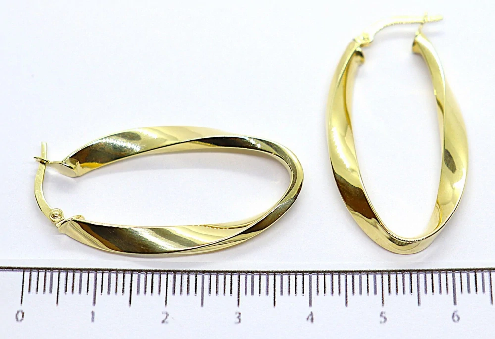 Klenoty Budín Dámské kruhové hladké zlaté náušnice oválky 585/2,50gr HK2406