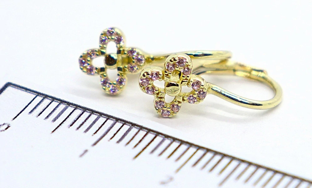 Klenoty Budín Dětské zlaté náušnice se zirkony 585/1,40gr HK2385