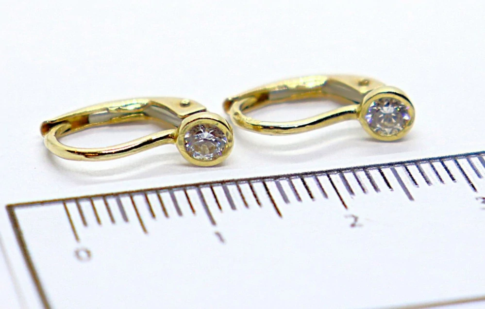 Klenoty Budín Dívčí klasické zlaté náušnice se zirkony na patent 585/1,25gr HK2384