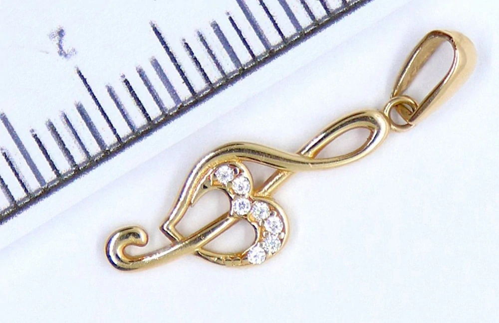 Klenoty Budín Dámský zlatý přívěsek z růžového zlata se zirkony houslový klíč 585/0,60gr HK3255