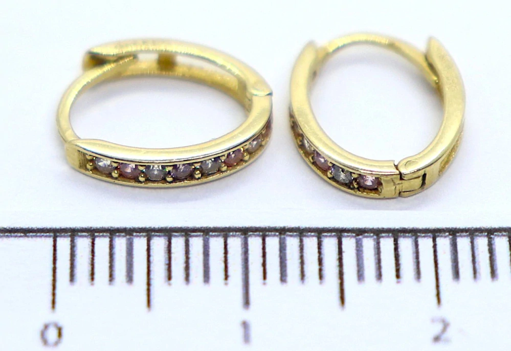 Klenoty Budín Dívčí zlaté kruhové náušnice se zirkony oválky 585/0,97gr HK2413