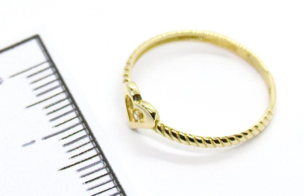 Klenoty Budín Dámský zásnubní srdíčkový prsten ze žlutého zlata se zirkonem 585/0,70gr vel. 50 HK1250