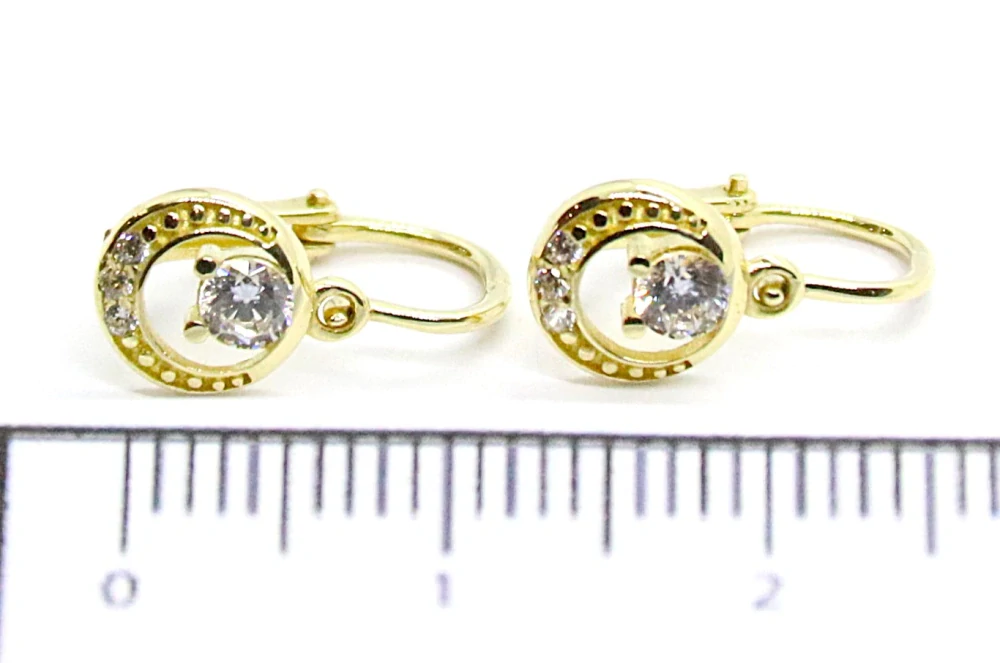 Klenoty Budín Dětské zlaté náušnice se zirkony 585/1,28gr HK2372