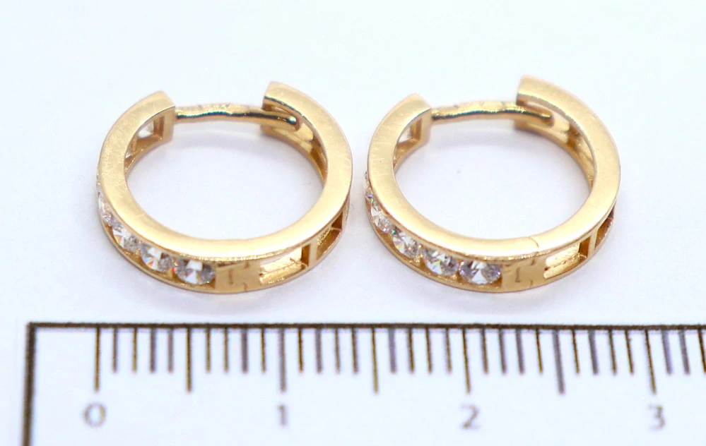 Klenoty Budín Dámské kruhové zlaté náušnice z růžového zlata se zirkony 585/2,08gr HK2409