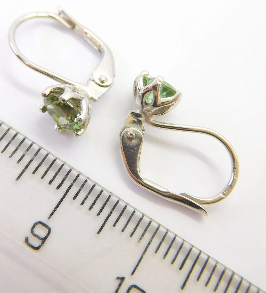 Klenoty Budín Dámské diamantové zlaté náušnice z bílého zlata s přírodními turmalíny 1,90CT 585/1,57gr B0131