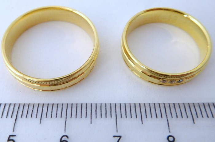 Luxusní zlaté snubní prsteny Couple 585/1000 s diamanty 5N13