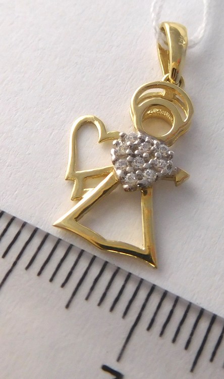 Klenoty Budín Zlatý přívěsek - zlatý andělíček se zirkony pro štěstí 585/0,93gr HK3194