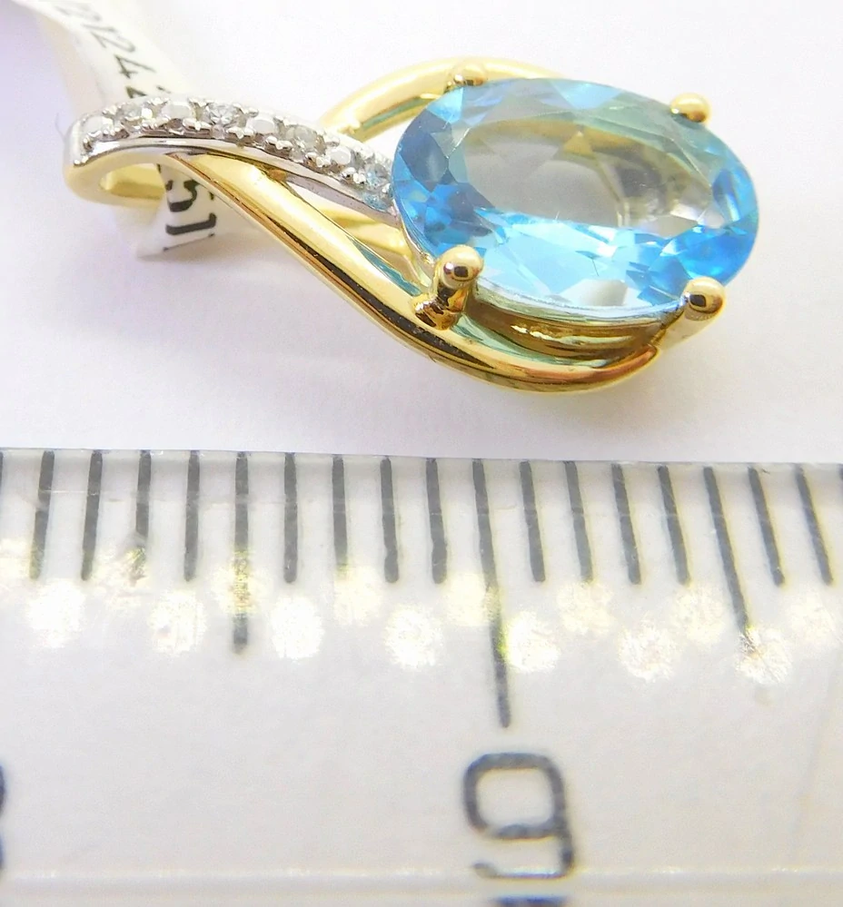 Klenoty Budín Dámský zlatý diamantový přívěsek s diamanty a blue topazem 1,420CT 585/0,75gr 3824526