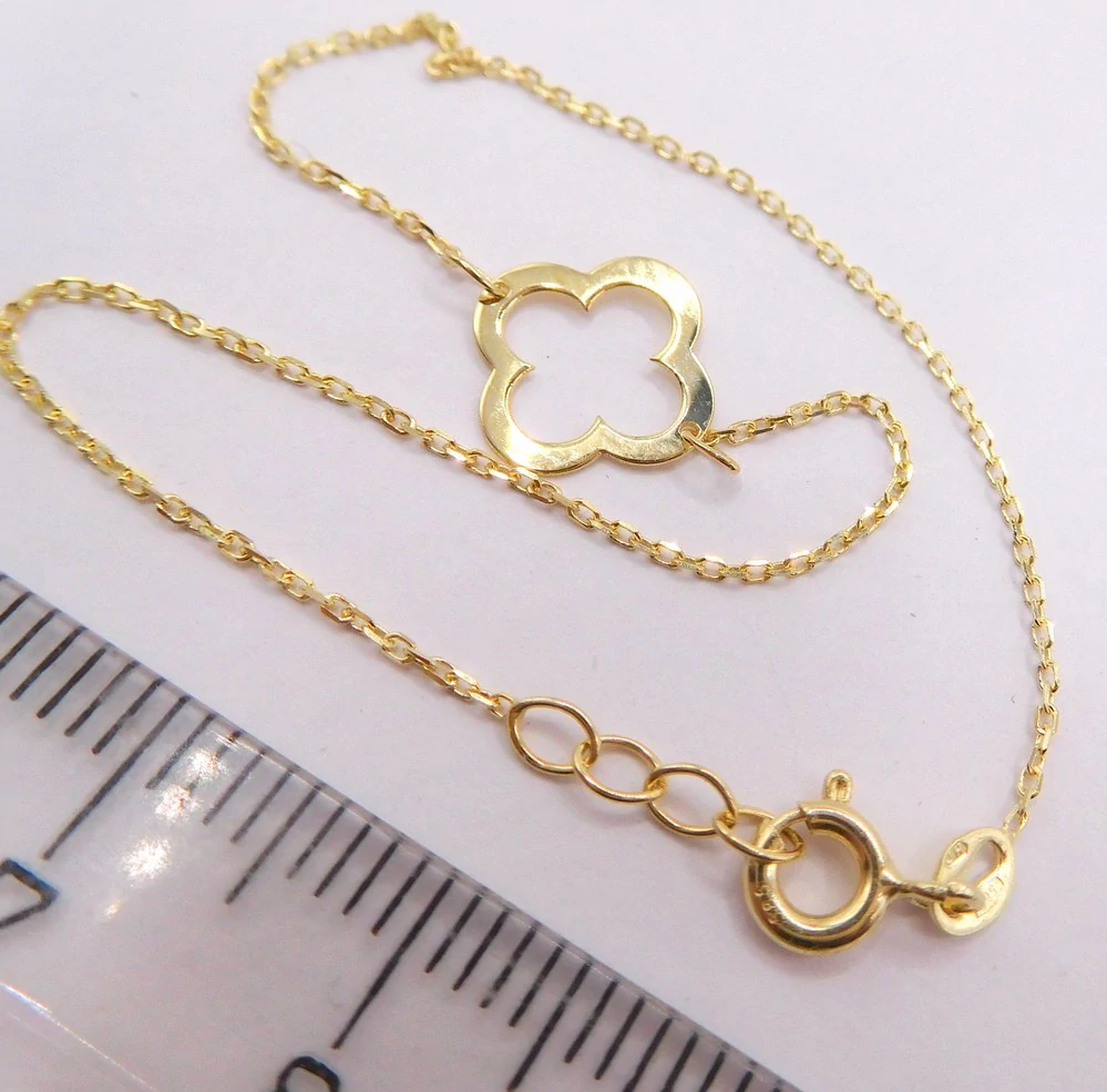 Klenoty Budín Dámský zlatý náramek ze žlutého zlata se čtyřlístkem pro štěstí 585/0,63gr 17+1cm HK7153